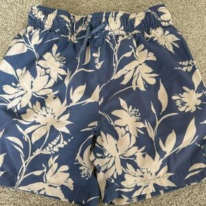 Abercrombie Kids Navy and Cream Floral Swim Trunks